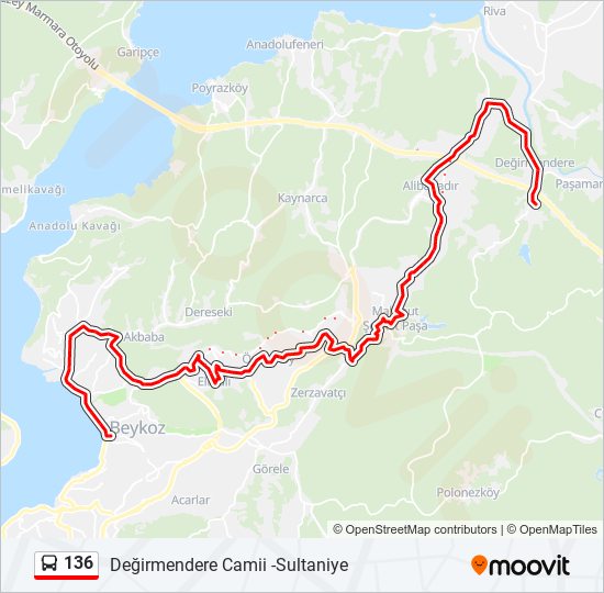 136 bus Line Map