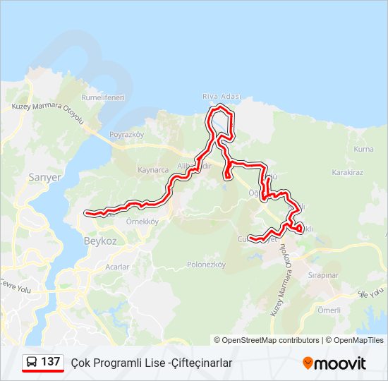 137 otobüs Hattı Haritası