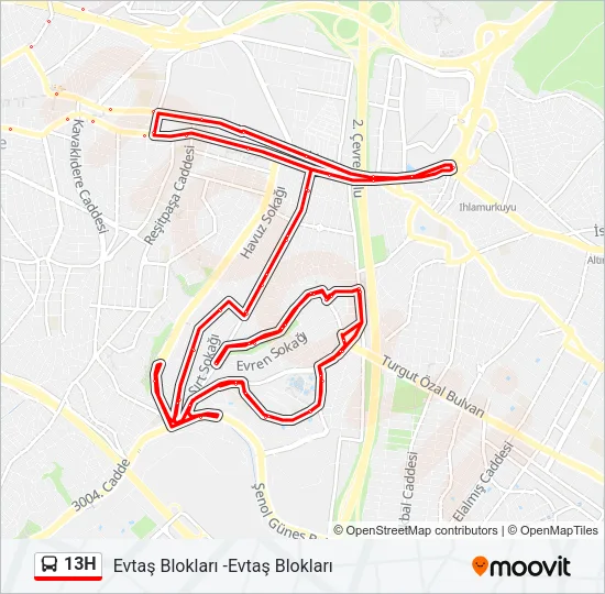 13H Bus Line Map