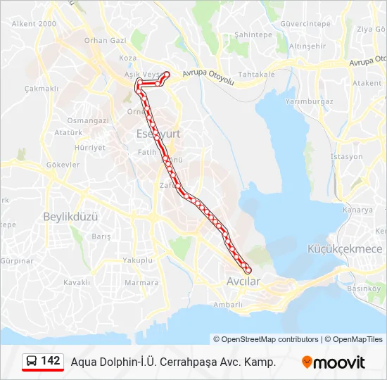 142 Route: Schedules, Stops & Maps - Aqua Dolphin-İ.Ü. Cerrahpaşa Avc ...