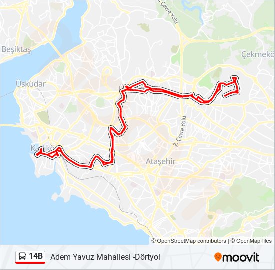 14B bus Line Map