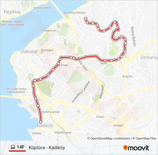 14F Bus Line Map