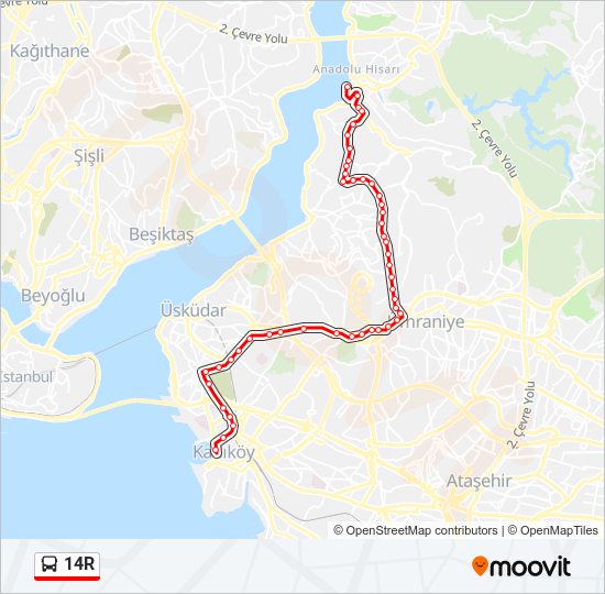 14R bus Line Map