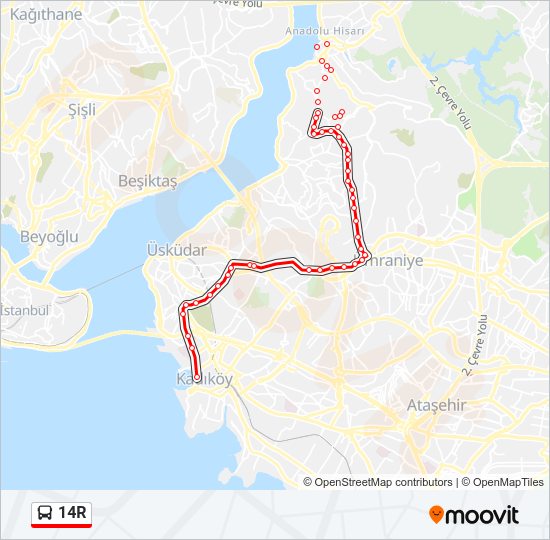 14R bus Line Map