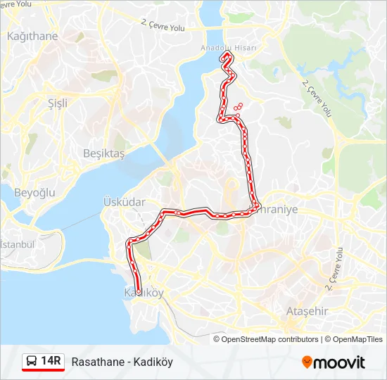 14R Bus Line Map