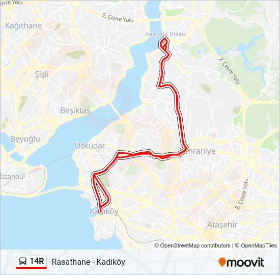 14R Bus Line Map