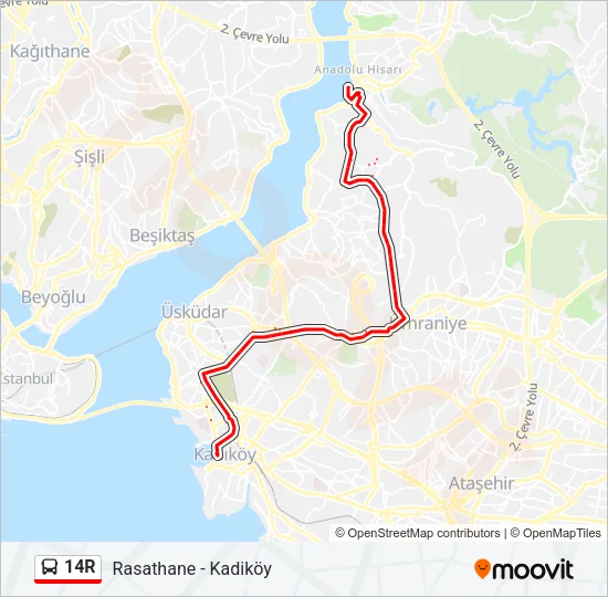 14R Bus Line Map