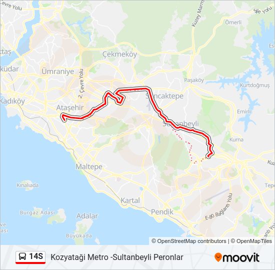 14S bus Line Map