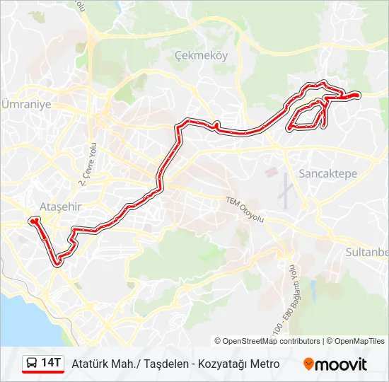 14T Bus Line Map