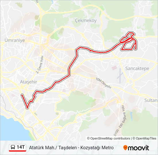 14T Bus Line Map
