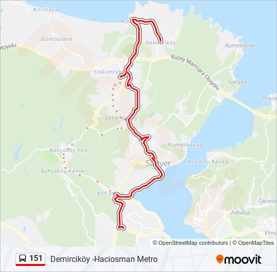 151 bus Line Map