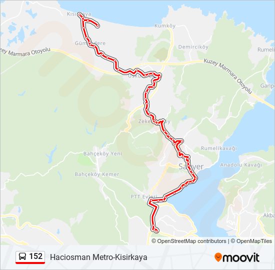 152 bus Line Map