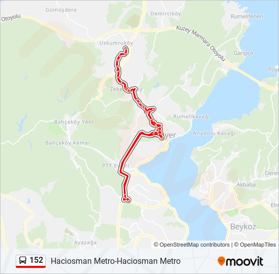 152 bus Line Map