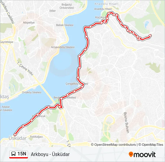 15N Bus Line Map