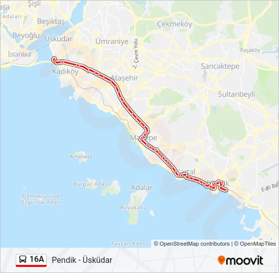 16A Bus Line Map
