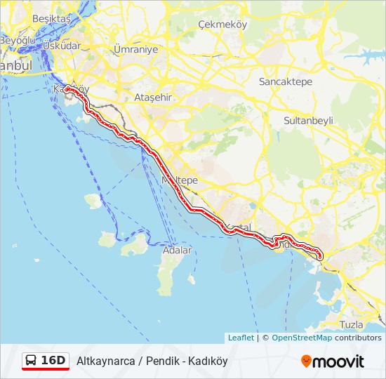 16d Guzergahi Saatleri Duraklari Ve Haritasi Kadikoy Kaynarca Sondurak Pendik Yonu