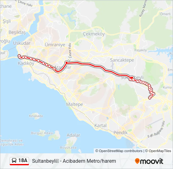 18A Bus Line Map