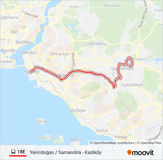 18E Bus Line Map
