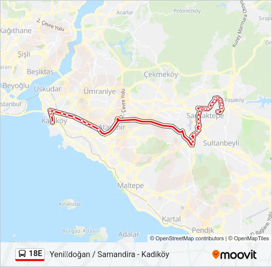 18E Bus Line Map