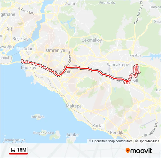 18M Bus Line Map
