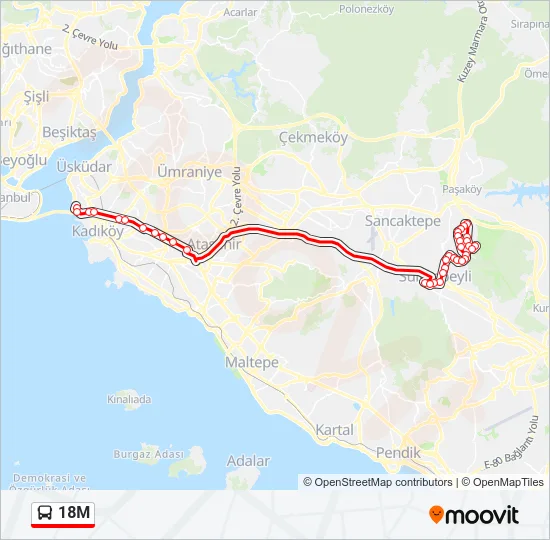 18M Bus Line Map