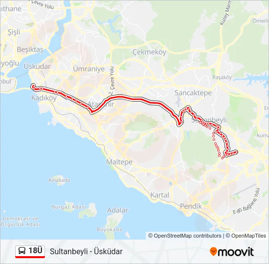 18Ü Bus Line Map