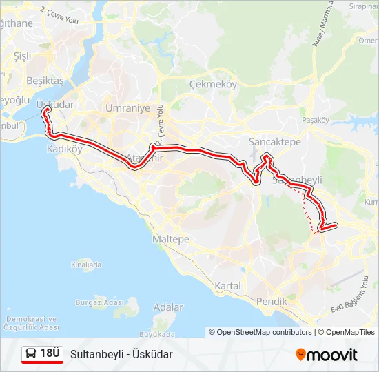 18Ü Bus Line Map