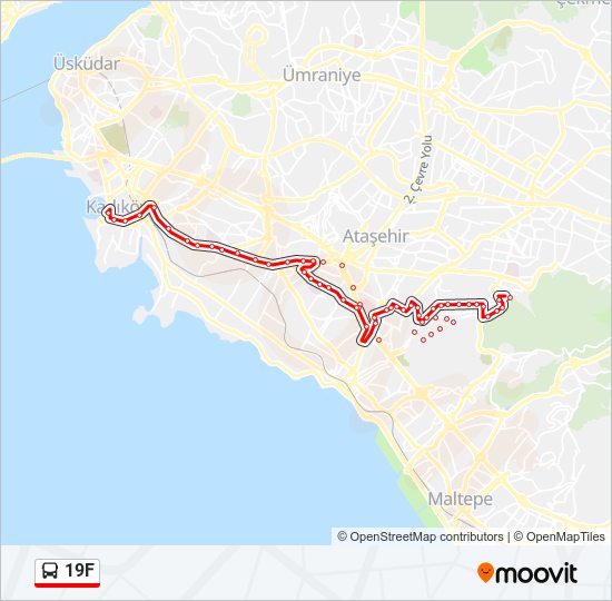 19F otobüs Hattı Haritası