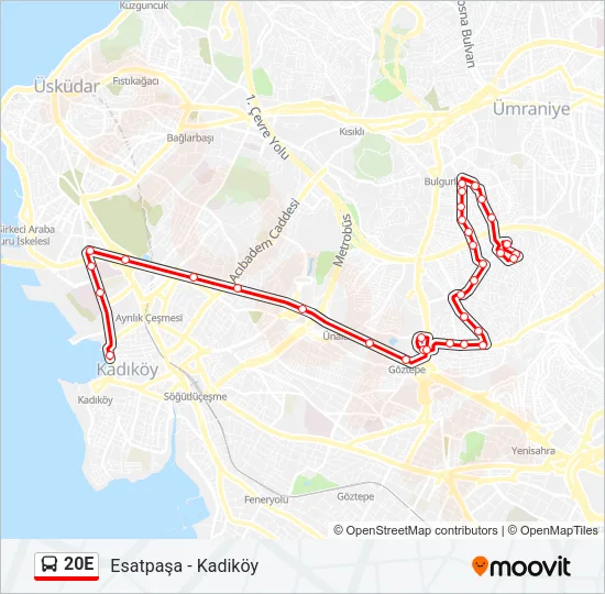 20E Bus Line Map