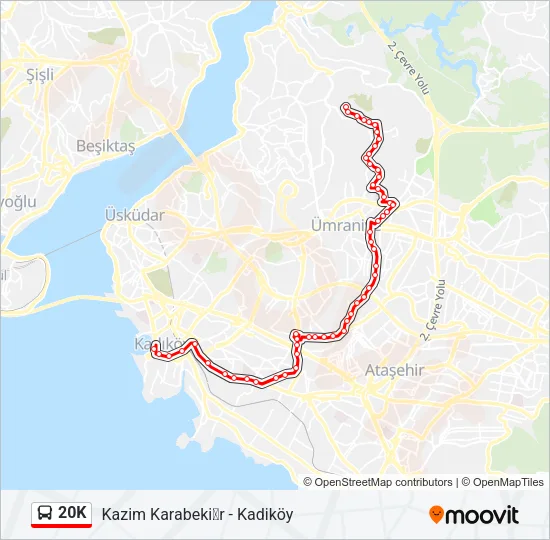 20K Bus Line Map