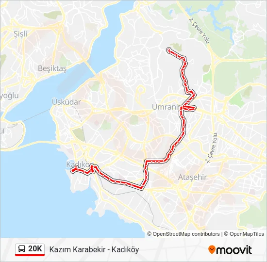 20K Bus Line Map