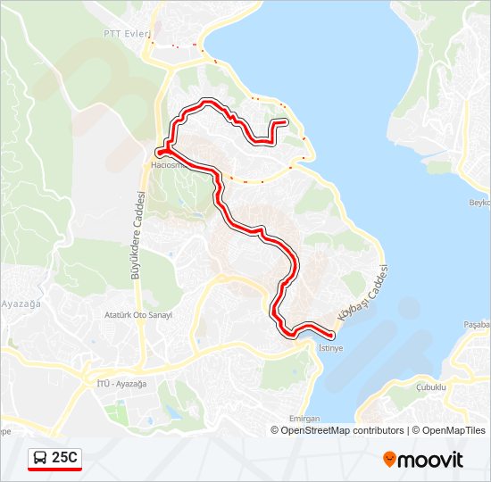 25C otobüs Hattı Haritası