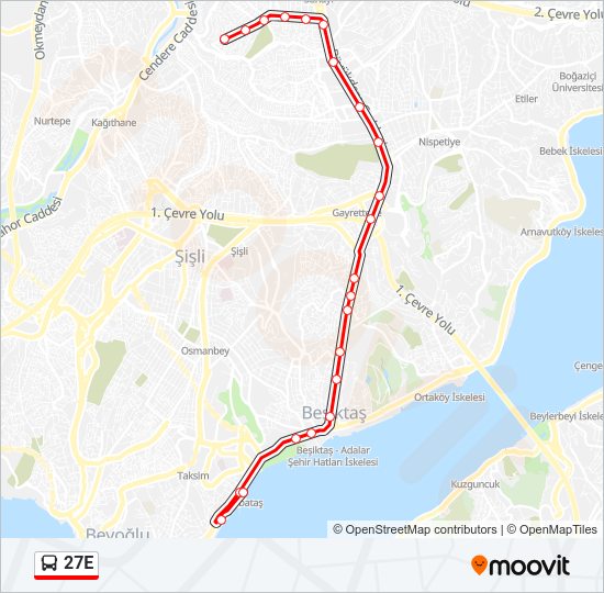 27E Bus Line Map