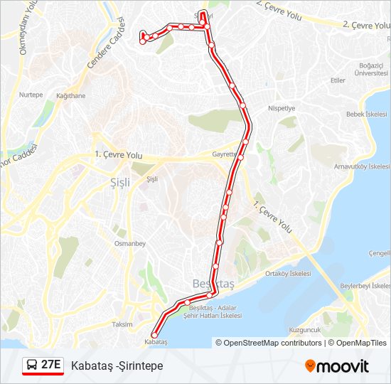 27E bus Line Map