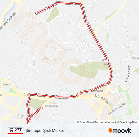 27T otobüs Hattı Haritası