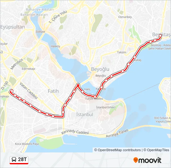 28T Bus Line Map