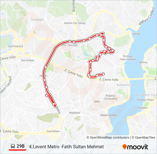 29B Bus Line Map