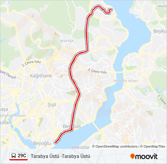 29C otobüs Hattı Haritası