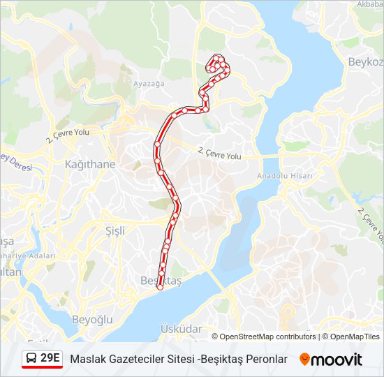 29E Bus Line Map