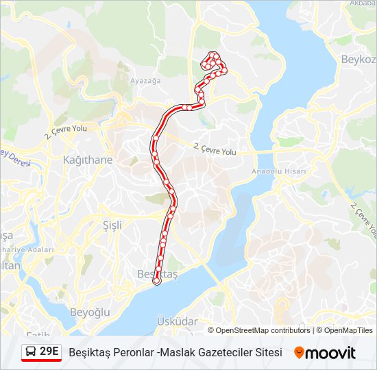 29E Bus Line Map
