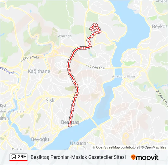 29E Bus Line Map