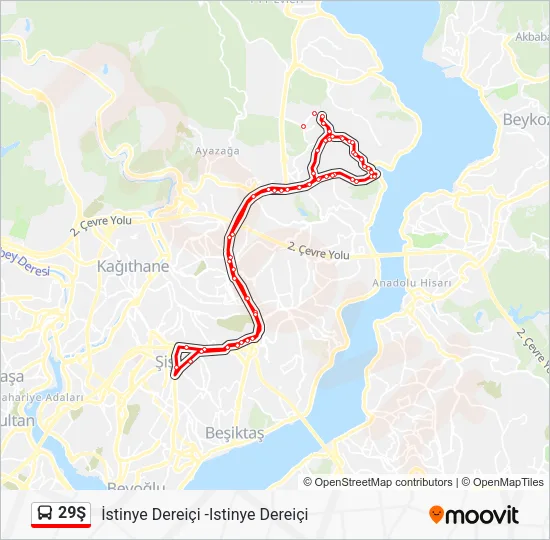 29Ş otobüs Hattı Haritası