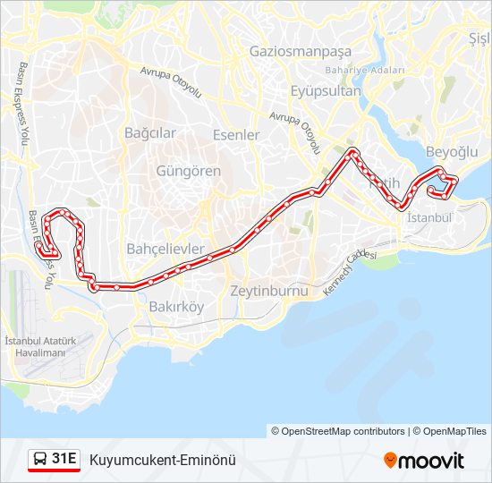 31E bus Line Map