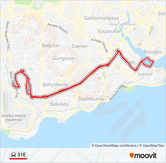 31E Bus Line Map