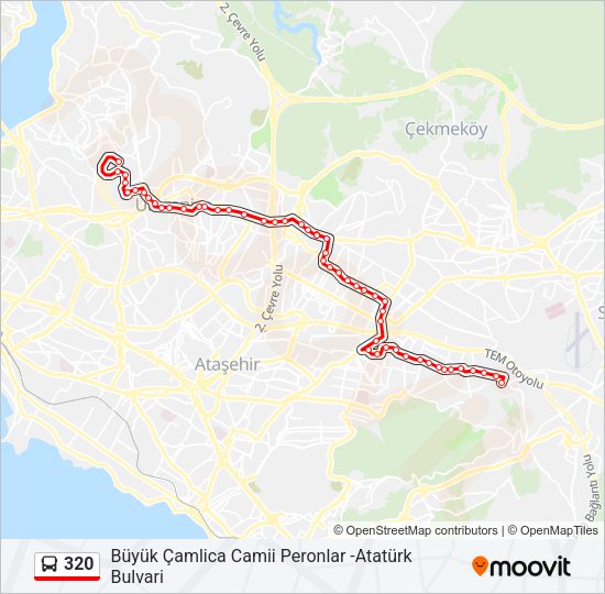 320 otobüs Hattı Haritası