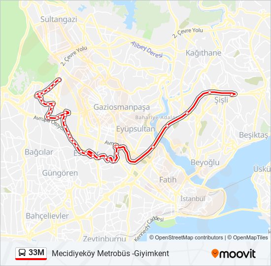 33M bus Line Map