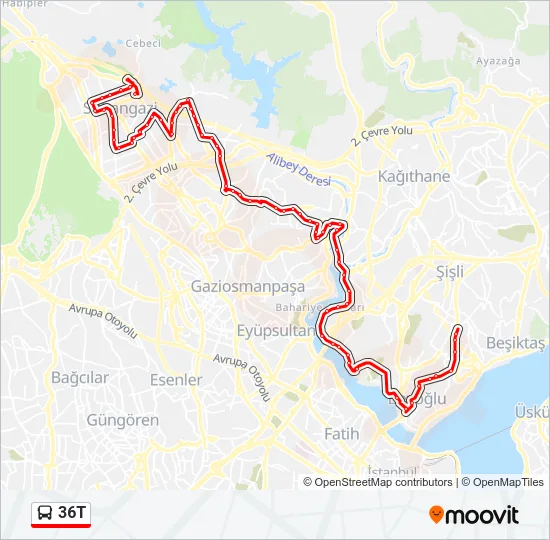 36T Bus Line Map