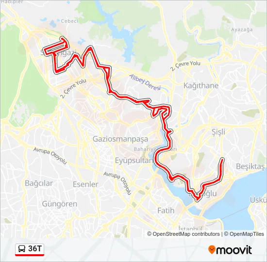 36T Bus Line Map