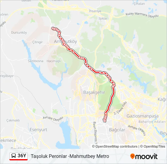 36Y Bus Line Map