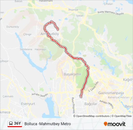 36Y Bus Line Map